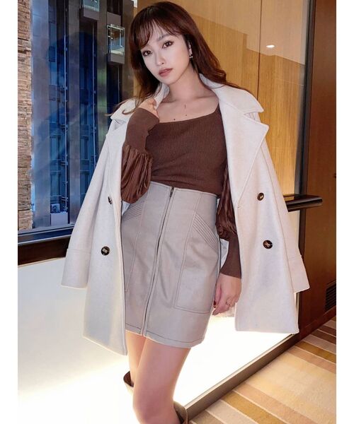 RESEXXY（リゼクシー）の「ビックカラーミディコート【セットアップ着用可能】（ピーコート・レディース・ブラック/ベージュ/アイボリー・FREE）」の20枚目の写真