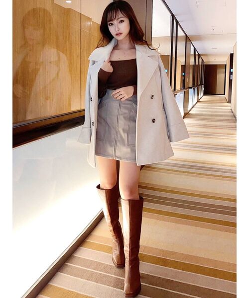 RESEXXY（リゼクシー）の「ビックカラーミディコート【セットアップ着用可能】（ピーコート・レディース・ブラック/ベージュ/アイボリー・FREE）」の21枚目の写真