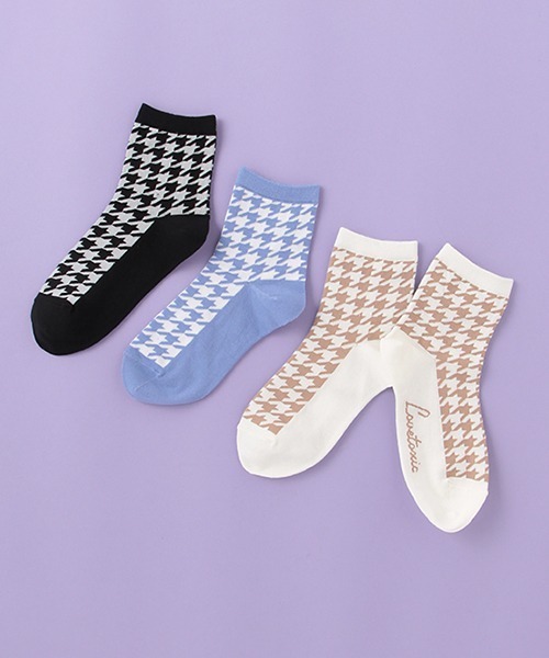 LOVETOXIC（ラブトキシック）の「千鳥クルーソックス（ソックス/靴下・キッズ・ブラック/ベージュ/サックスブルー・20-22cm/23-25cm）」の7枚目の写真