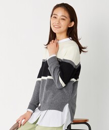 【洗える】CASHMERE BLENDⅡ カラーブロック ニット