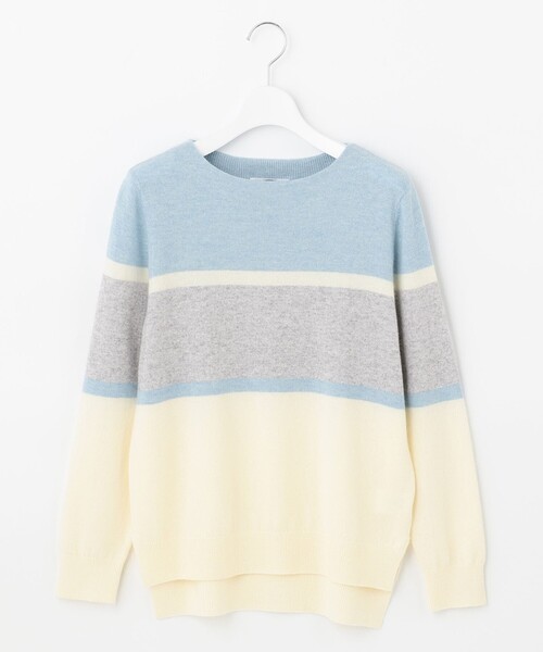 J.PRESS Ladies(J.プレス レディス)の「【洗える】CASHMERE BLENDⅡ カラーブロック ニット(ニット/セーター・レディース・ホワイト系1/ブラウン系1/ふじ色系1/サックスブルー系1・SMALL)」の8枚目の写真