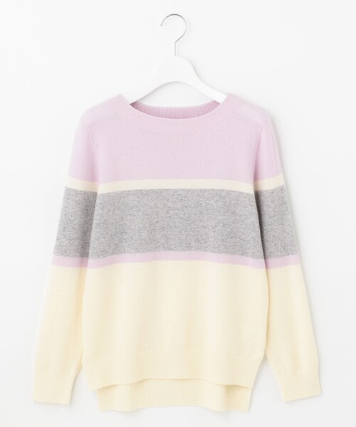 J.PRESS Ladies(J.プレス レディス)の「【洗える】CASHMERE BLENDⅡ カラーブロック ニット(ニット/セーター・レディース・ホワイト系1/ブラウン系1/ふじ色系1/サックスブルー系1・SMALL)」の9枚目の写真