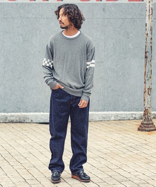 MARBLES（マーブルズ）の「mn2491-CHECKER BORDER KNIT PULLOVER ニットプルオーバー（ニット/セーター・メンズ・ネイビー/トップグレー・L/XL/M）」の13枚目の写真