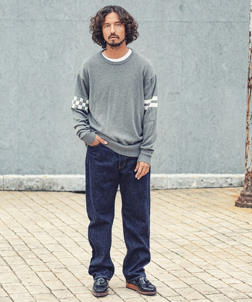 MARBLES（マーブルズ）の「mn2491-CHECKER BORDER KNIT PULLOVER ニットプルオーバー（ニット/セーター・メンズ・ネイビー/トップグレー・L/XL/M）」の14枚目の写真