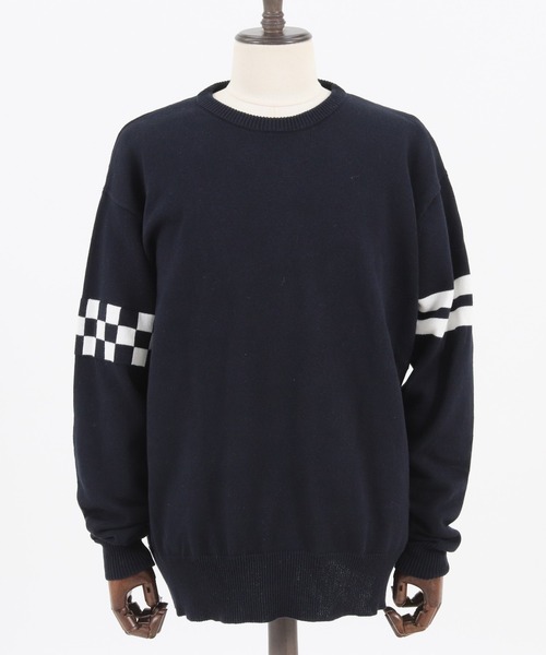 MARBLES（マーブルズ）の「mn2491-CHECKER BORDER KNIT PULLOVER ニットプルオーバー（ニット/セーター・メンズ・ネイビー/トップグレー・L/XL/M）」の15枚目の写真