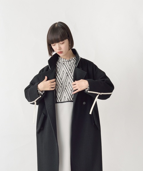 La SRIC（ラスリック）の「La SRIC / バイカラーネックロングCT/ウール100（その他アウター・レディース・ブラック/モカ・38）」の21枚目の写真