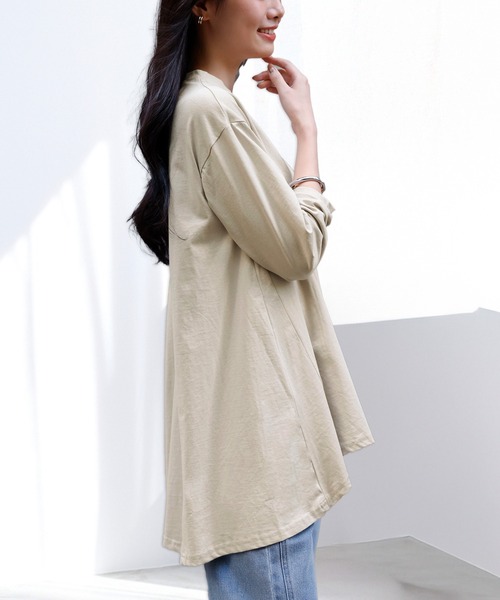 RANAN（ラナン）の「[サスティナブル]綿100％フレアーシルエット長袖ロンT（Tシャツ/カットソー・レディース・オフホワイト/ベージュ/ブラック/ダークブルー/ダークブラウン/オレンジ系その他/ライトグレー/イエロー/パープル/チャコール・LL/M/L/3L）」の20枚目の写真