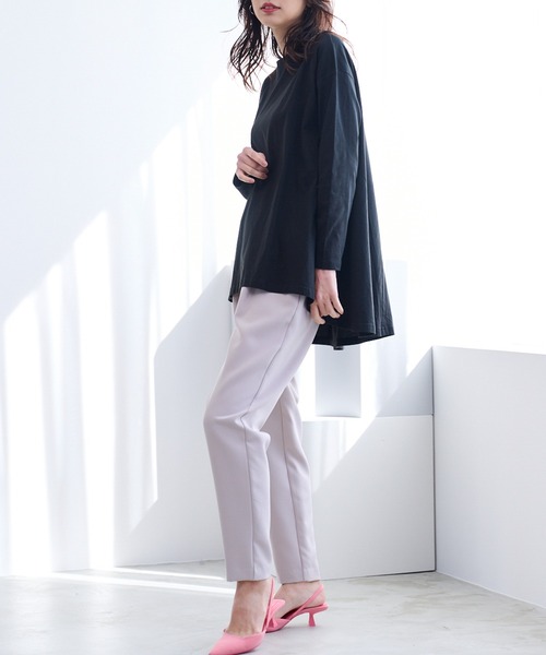 RANAN（ラナン）の「[サスティナブル]綿100％フレアーシルエット長袖ロンT（Tシャツ/カットソー・レディース・オフホワイト/ベージュ/ブラック/ダークブルー/ダークブラウン/オレンジ系その他/ライトグレー/イエロー/パープル/チャコール・LL/M/L/3L）」の22枚目の写真