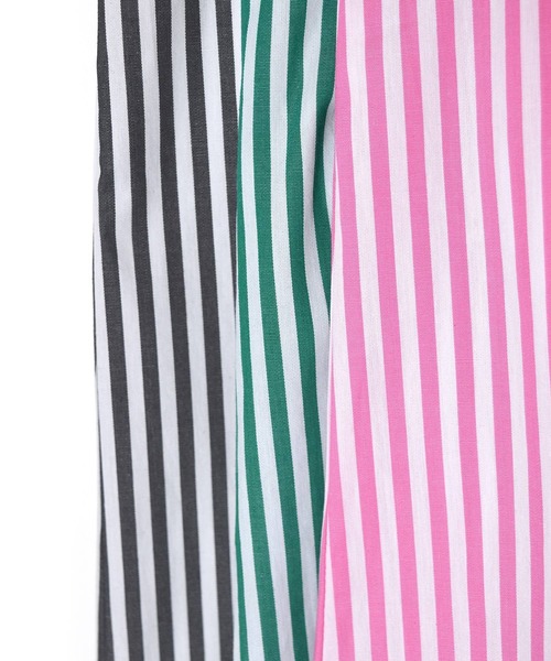 w closet（ダブルクローゼット）の「先染めストライプシャツ羽織（シャツ/ブラウス・レディース・ピンク/グリーン/ブラック・FREE）」の8枚目の写真