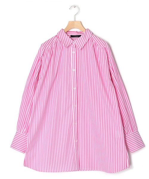 w closet（ダブルクローゼット）の「先染めストライプシャツ羽織（シャツ/ブラウス・レディース・ピンク/グリーン/ブラック・FREE）」の11枚目の写真