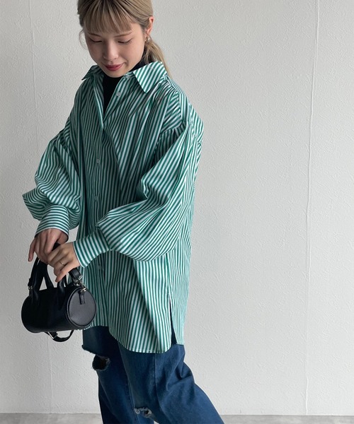 w closet（ダブルクローゼット）の「先染めストライプシャツ羽織（シャツ/ブラウス・レディース・ピンク/グリーン/ブラック・FREE）」の19枚目の写真