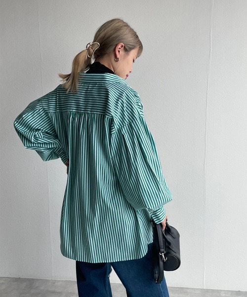 w closet（ダブルクローゼット）の「先染めストライプシャツ羽織（シャツ/ブラウス・レディース・ピンク/グリーン/ブラック・FREE）」の18枚目の写真