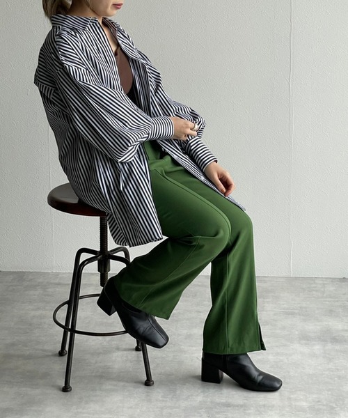 w closet（ダブルクローゼット）の「先染めストライプシャツ羽織（シャツ/ブラウス・レディース・ピンク/グリーン/ブラック・FREE）」の16枚目の写真