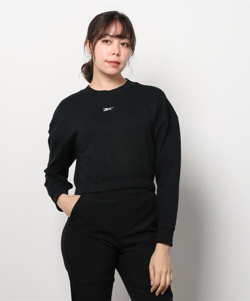 Reebok(リーボック)の「DreamBlend コットンミッドレイヤー スウェットシャツ / DreamBlend Cotton Midlayer Sweatshirt(スウェット・レディース・ブラック/ベージュ系その他・X-SMALL/MEDIUM/X-LARGE/LARGE/XX-LARGE/SMALL)」の4枚目の写真