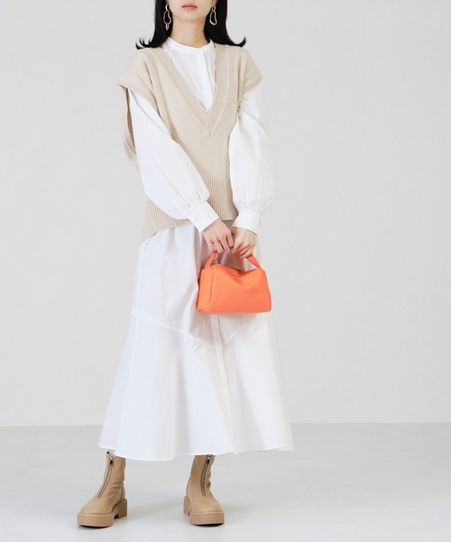 acro（アクロ）の「イレヘムマーメイドシャツワンピース/AC1306（シャツワンピース・レディース・ベージュ/ブラック/ホワイト・ﾌﾘ-）」の2枚目の写真