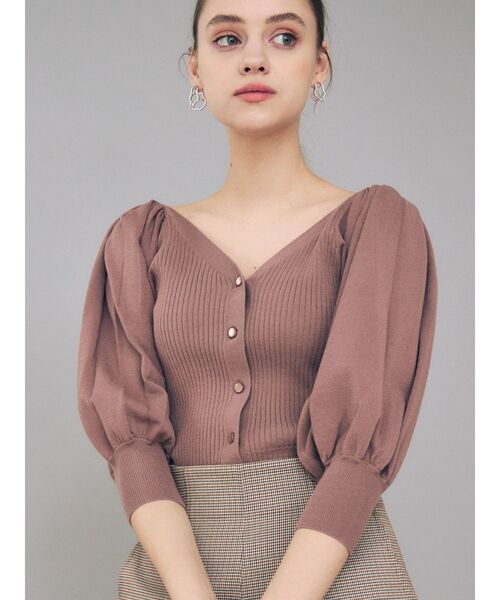 MERCURYDUO（マーキュリーデュオ）の「3WAYパワショルリブニットカーディガン（カーディガン/ボレロ・レディース・アイボリー/ピンク/ブルー/ダークブラウン・FREE）」の4枚目の写真