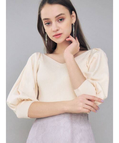 MERCURYDUO（マーキュリーデュオ）の「3WAYパワショルリブニットカーディガン（カーディガン/ボレロ・レディース・アイボリー/ピンク/ブルー/ダークブラウン・FREE）」の2枚目の写真