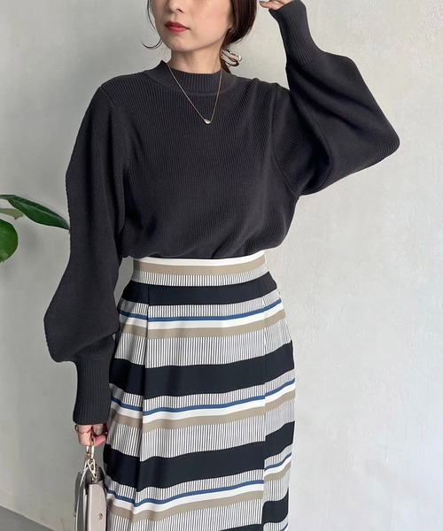 CAPRICIEUX LE'MAGE（カプリシューレマージュ）の「ビーンズスリーブプルオーバー（ニット/セーター・レディース・チャコールグレー/グレイッシュベージュ/イエロー/ピンク・FREE）」の6枚目の写真