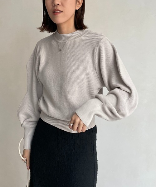 CAPRICIEUX LE'MAGE（カプリシューレマージュ）の「ビーンズスリーブプルオーバー（ニット/セーター・レディース・チャコールグレー/グレイッシュベージュ/イエロー/ピンク・FREE）」の14枚目の写真