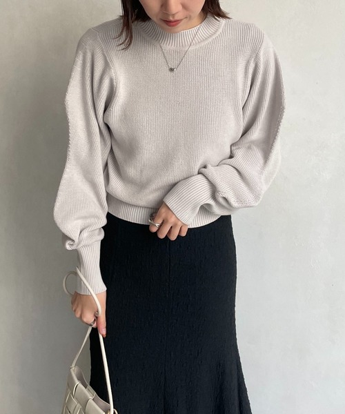 CAPRICIEUX LE'MAGE（カプリシューレマージュ）の「ビーンズスリーブプルオーバー（ニット/セーター・レディース・チャコールグレー/グレイッシュベージュ/イエロー/ピンク・FREE）」の15枚目の写真