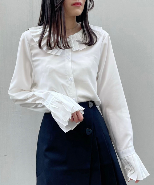 titty&Co. PETIT(ティティアンドコープティ)の「【titty&Co.PETIT】プリーツカラーブラウス(シャツ/ブラウス・レディース・ホワイト・FREE)」の8枚目の写真