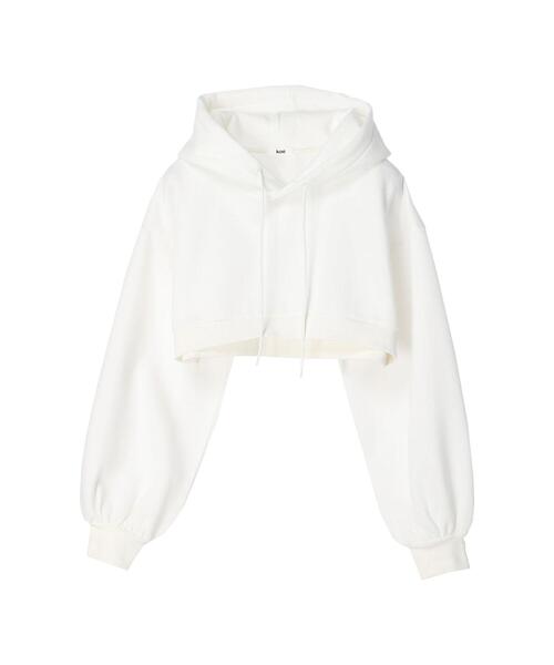 koe（コエ）の「ショート丈裏起毛パーカー*（パーカー・レディース・オフホワイト/ブラック/イエロー/グリーン・M）」の16枚目の写真