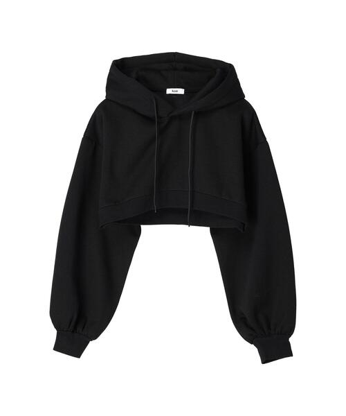 koe（コエ）の「ショート丈裏起毛パーカー*（パーカー・レディース・オフホワイト/ブラック/イエロー/グリーン・M）」の15枚目の写真