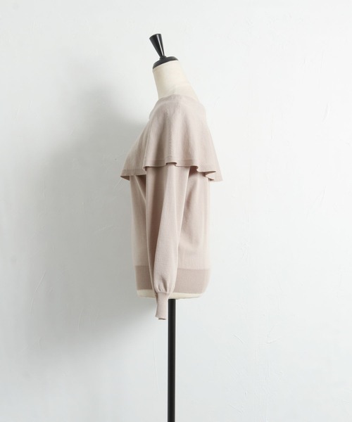 tocco closet（トッコ　クローゼット）の「オフショルビックカラーニットプルオーバー（ニット/セーター・レディース・ブラック/グレイッシュベージュ・M）」の4枚目の写真