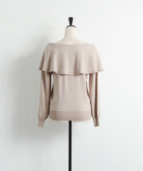 tocco closet（トッコ　クローゼット）の「オフショルビックカラーニットプルオーバー（ニット/セーター・レディース・ブラック/グレイッシュベージュ・M）」の14枚目の写真