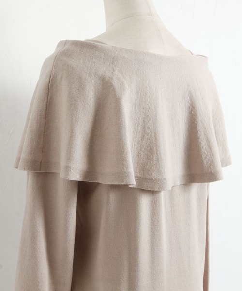 tocco closet（トッコ　クローゼット）の「オフショルビックカラーニットプルオーバー（ニット/セーター・レディース・ブラック/グレイッシュベージュ・M）」の9枚目の写真