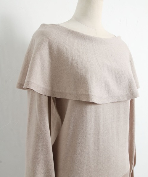 tocco closet（トッコ　クローゼット）の「オフショルビックカラーニットプルオーバー（ニット/セーター・レディース・ブラック/グレイッシュベージュ・M）」の12枚目の写真