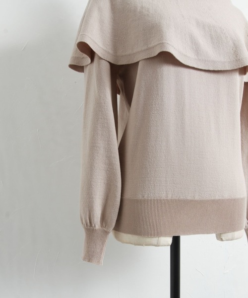 tocco closet（トッコ　クローゼット）の「オフショルビックカラーニットプルオーバー（ニット/セーター・レディース・ブラック/グレイッシュベージュ・M）」の7枚目の写真