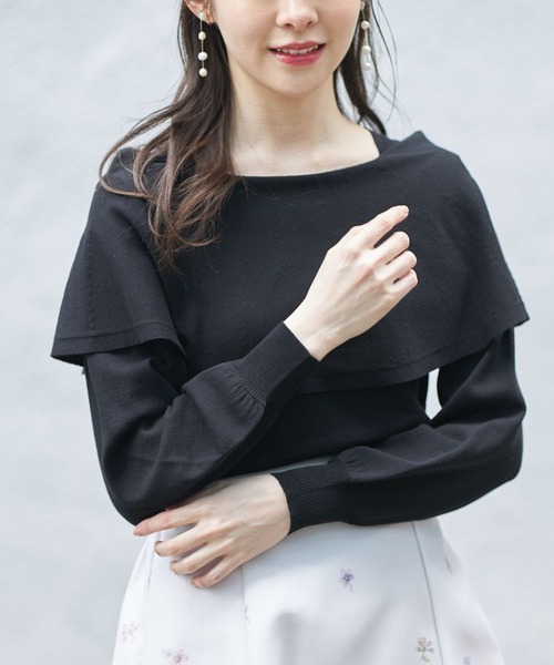 tocco closet（トッコ　クローゼット）の「オフショルビックカラーニットプルオーバー（ニット/セーター・レディース・ブラック/グレイッシュベージュ・M）」の17枚目の写真