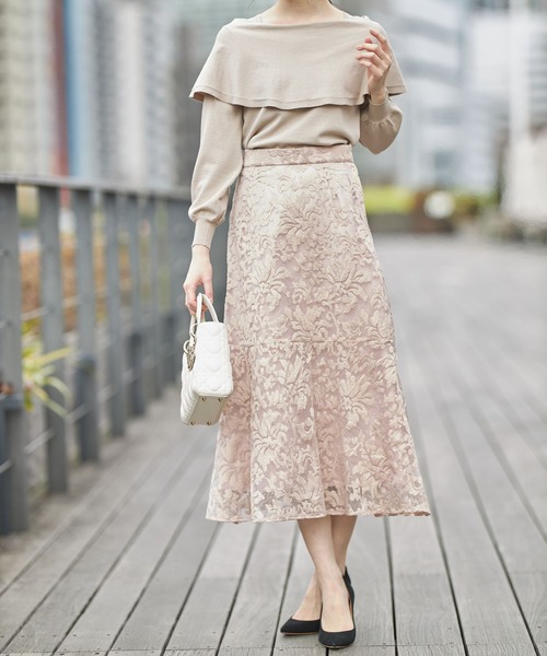 tocco closet（トッコ　クローゼット）の「オフショルビックカラーニットプルオーバー（ニット/セーター・レディース・ブラック/グレイッシュベージュ・M）」の13枚目の写真