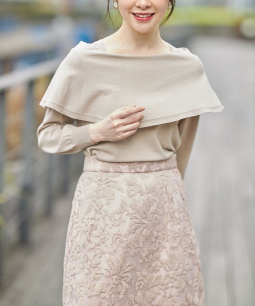 tocco closet（トッコ　クローゼット）の「オフショルビックカラーニットプルオーバー（ニット/セーター・レディース・ブラック/グレイッシュベージュ・M）」の20枚目の写真
