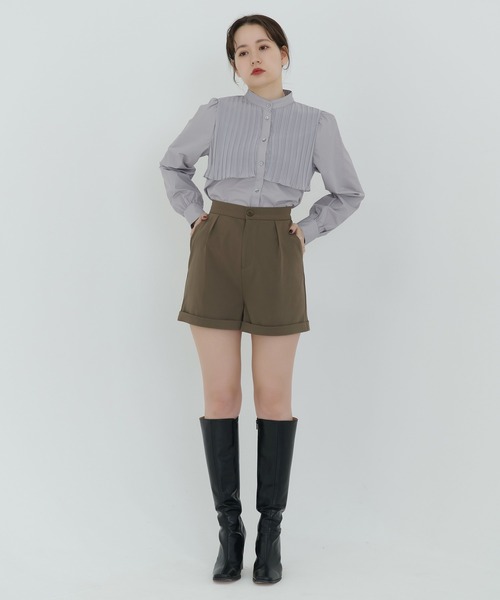 TINA：JOJUN（ティーナジョジュン）の「スタンドカラー パフスリーブブラウス TINA：JOJUN（シャツ/ブラウス・レディース・グレー/ライトベージュ・M）」の12枚目の写真