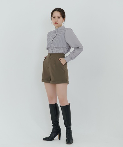 TINA：JOJUN（ティーナジョジュン）の「スタンドカラー パフスリーブブラウス TINA：JOJUN（シャツ/ブラウス・レディース・グレー/ライトベージュ・M）」の13枚目の写真