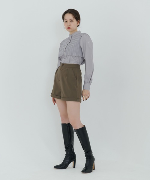 TINA：JOJUN（ティーナジョジュン）の「スタンドカラー パフスリーブブラウス TINA：JOJUN（シャツ/ブラウス・レディース・グレー/ライトベージュ・M）」の14枚目の写真