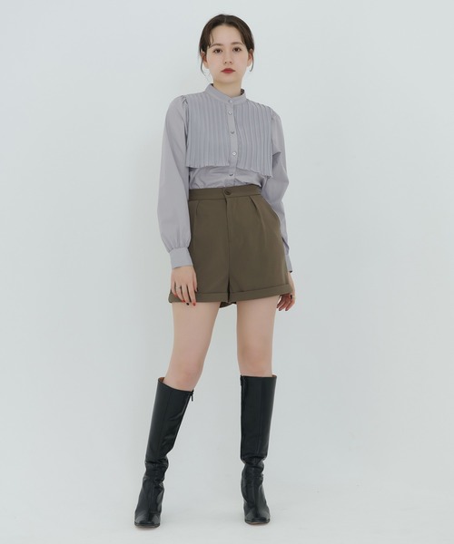 TINA：JOJUN（ティーナジョジュン）の「スタンドカラー パフスリーブブラウス TINA：JOJUN（シャツ/ブラウス・レディース・グレー/ライトベージュ・M）」の15枚目の写真