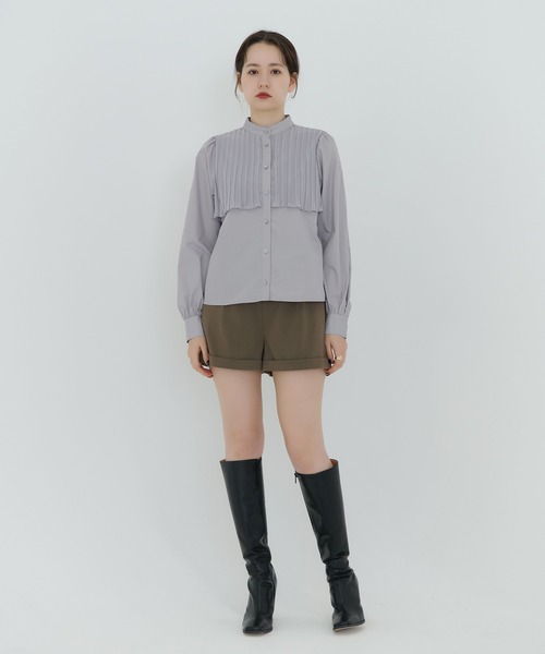 TINA：JOJUN（ティーナジョジュン）の「スタンドカラー パフスリーブブラウス TINA：JOJUN（シャツ/ブラウス・レディース・グレー/ライトベージュ・M）」の18枚目の写真