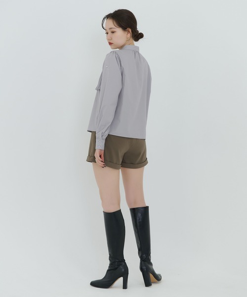 TINA：JOJUN（ティーナジョジュン）の「スタンドカラー パフスリーブブラウス TINA：JOJUN（シャツ/ブラウス・レディース・グレー/ライトベージュ・M）」の19枚目の写真