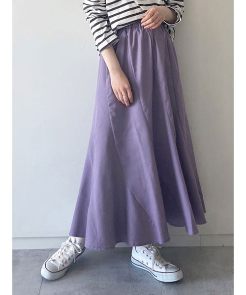 Samansa Mos2 blue(サマンサモスモスブルー)の「ナナメ切替スカート(スカート・レディース・イエロー/ラベンダー/ライトベージュ/チャコール・フリ-)」の3枚目の写真