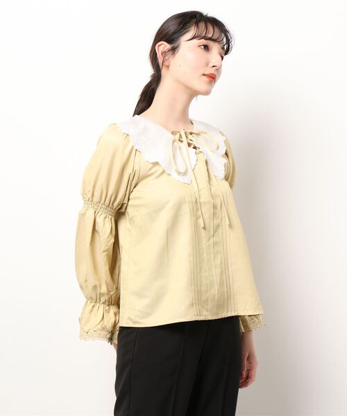 axes femme（アクシーズファム）の「ビッグ襟ブラウス（シャツ/ブラウス・レディース・ケミカルウォッシュ/ホワイト/イエロー・MEDIUM）」の6枚目の写真