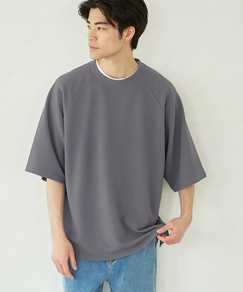 coca（coca）（コカ）の「【WEB限定セール】メンズ エンボスラグランプルオーバー（Tシャツ/カットソー・メンズ・ブラック/ネイビー/チャコール/ライトグレー・ONE SIZE）」の3枚目の写真