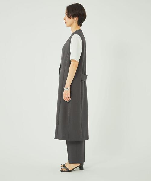 green label relaxing（グリーンレーベルリラクシング）の「【WEB限定】［ XS /H148-155㎝］Pトロ ノーラペル ジレ -マシンウォッシャブル・ストレッチ・防シワ-（ベスト・レディース・ダークグレー/ベージュ/ピンク・XS）」の5枚目の写真