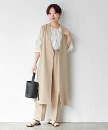 green label relaxing | 【WEB限定】［ XS /H148-155㎝］Pトロ ノーラペル ジレ -マシンウォッシャブル・ストレッチ・防シワ-(ベスト)