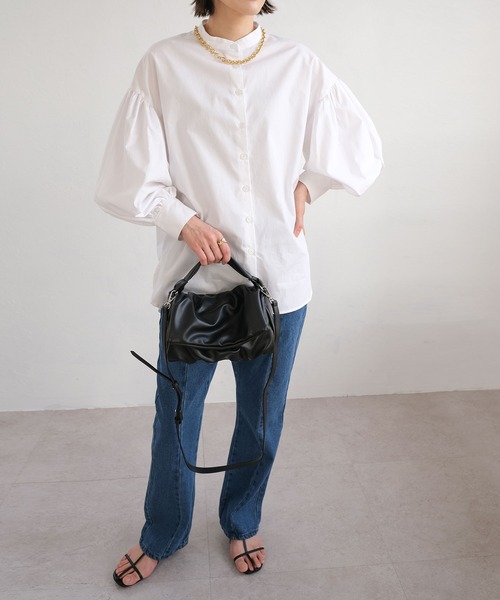 ＡＮＤＪ（アンドジェイ）の「ボリューム袖バンドカラーブラウス（シャツ/ブラウス・レディース・ホワイト/ブラック/ピンク/イエロー・M）」の14枚目の写真