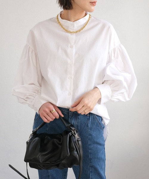 ＡＮＤＪ（アンドジェイ）の「ボリューム袖バンドカラーブラウス（シャツ/ブラウス・レディース・ホワイト/ブラック/ピンク/イエロー・M）」の15枚目の写真