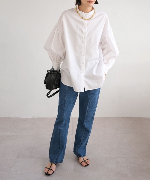 ＡＮＤＪ（アンドジェイ）の「ボリューム袖バンドカラーブラウス（シャツ/ブラウス・レディース・ホワイト/ブラック/ピンク/イエロー・M）」の16枚目の写真