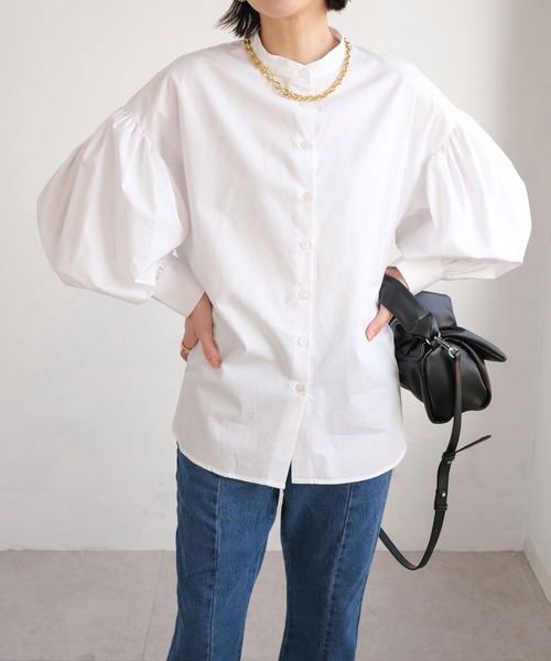 ＡＮＤＪ（アンドジェイ）の「ボリューム袖バンドカラーブラウス（シャツ/ブラウス・レディース・ホワイト/ブラック/ピンク/イエロー・M）」の17枚目の写真